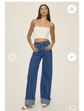 WARP + WEFT NCE WIDE LEG JEANS - CUFF IT Nwt Size 28